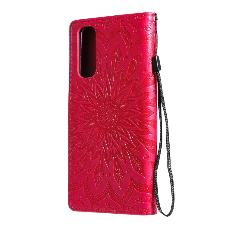 For OPPO Realme 7 Sun Embossing Pattern Horizontal Flip Leather Case with Card Slot & Holder & Wallet & Lanyard