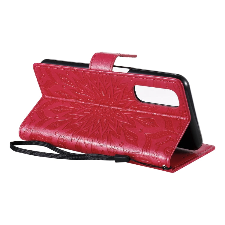 For OPPO Realme 7 Sun Embossing Pattern Horizontal Flip Leather Case with Card Slot & Holder & Wallet & Lanyard