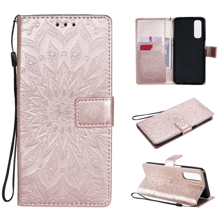 For OPPO Realme 7 Sun Embossing Pattern Horizontal Flip Leather Case with Card Slot & Holder & Wallet & Lanyard