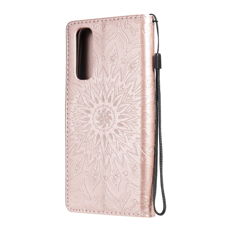 For OPPO Realme 7 Sun Embossing Pattern Horizontal Flip Leather Case with Card Slot & Holder & Wallet & Lanyard