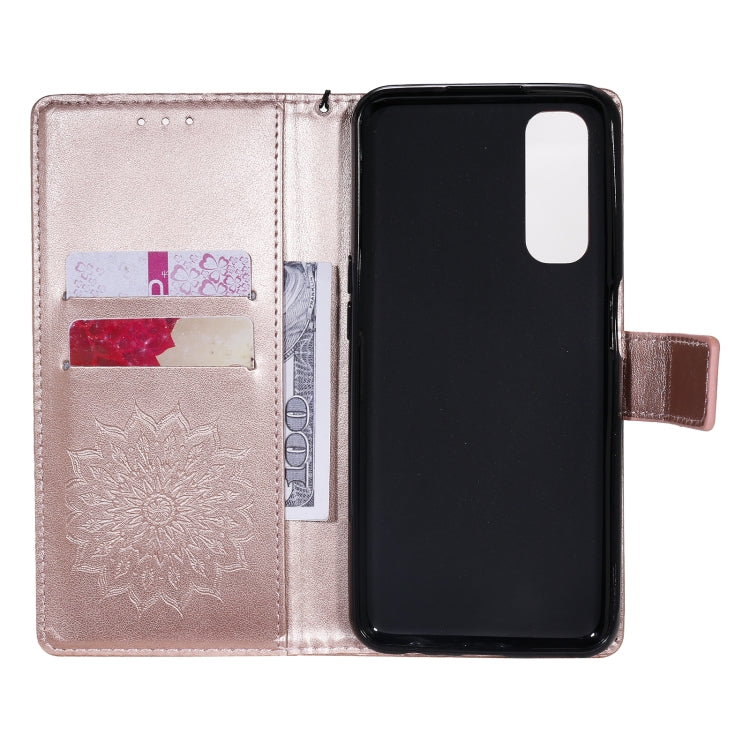 For OPPO Realme 7 Sun Embossing Pattern Horizontal Flip Leather Case with Card Slot & Holder & Wallet & Lanyard