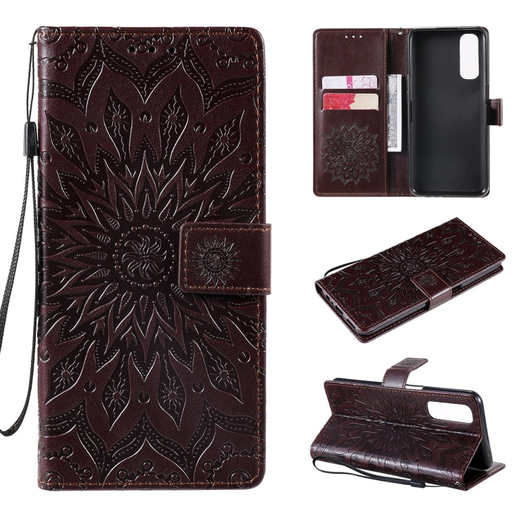 For OPPO Realme 7 Sun Embossing Pattern Horizontal Flip Leather Case with Card Slot & Holder & Wallet & Lanyard