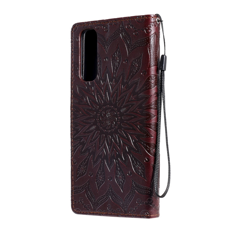 For OPPO Realme 7 Sun Embossing Pattern Horizontal Flip Leather Case with Card Slot & Holder & Wallet & Lanyard