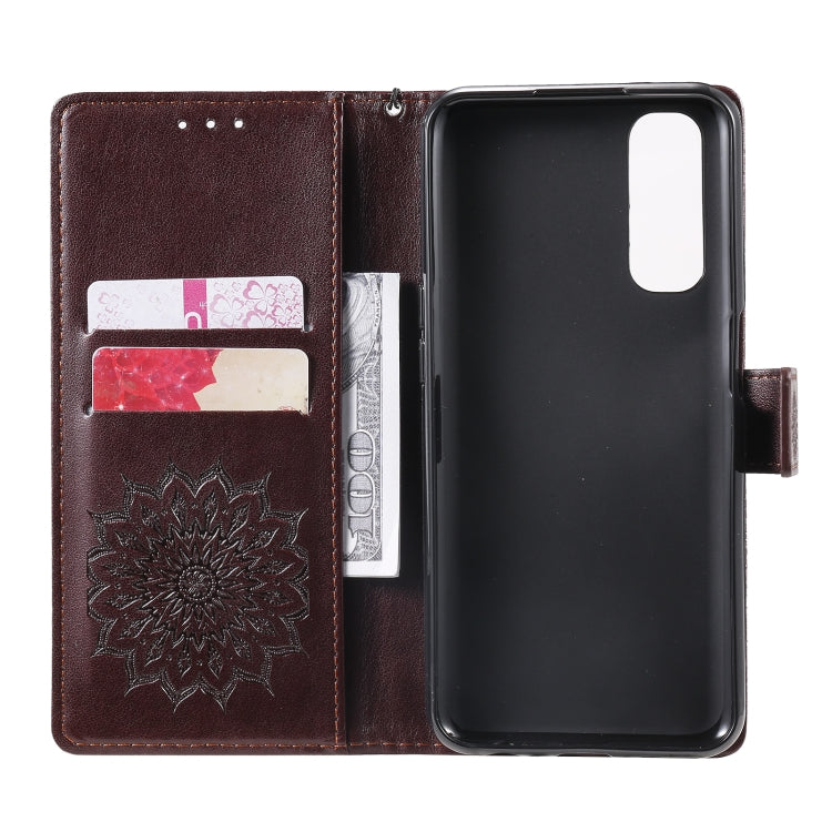 For OPPO Realme 7 Sun Embossing Pattern Horizontal Flip Leather Case with Card Slot & Holder & Wallet & Lanyard