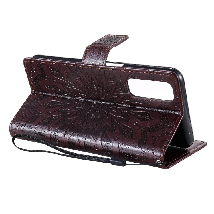 For OPPO Realme 7 Sun Embossing Pattern Horizontal Flip Leather Case with Card Slot & Holder & Wallet & Lanyard