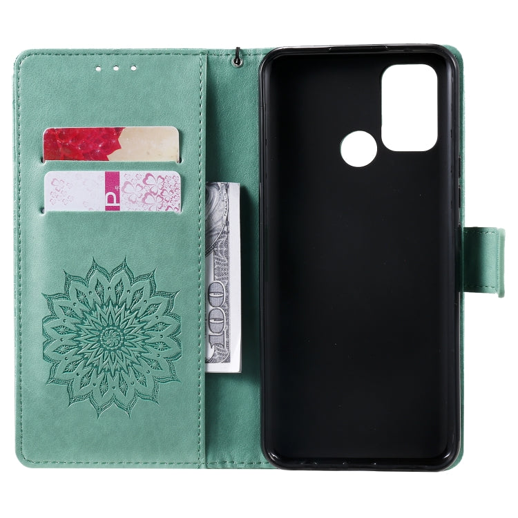 For OPPO Realme 7i / C17 Sun Embossing Pattern Horizontal Flip Leather Case with Card Slot & Holder & Wallet & Lanyard