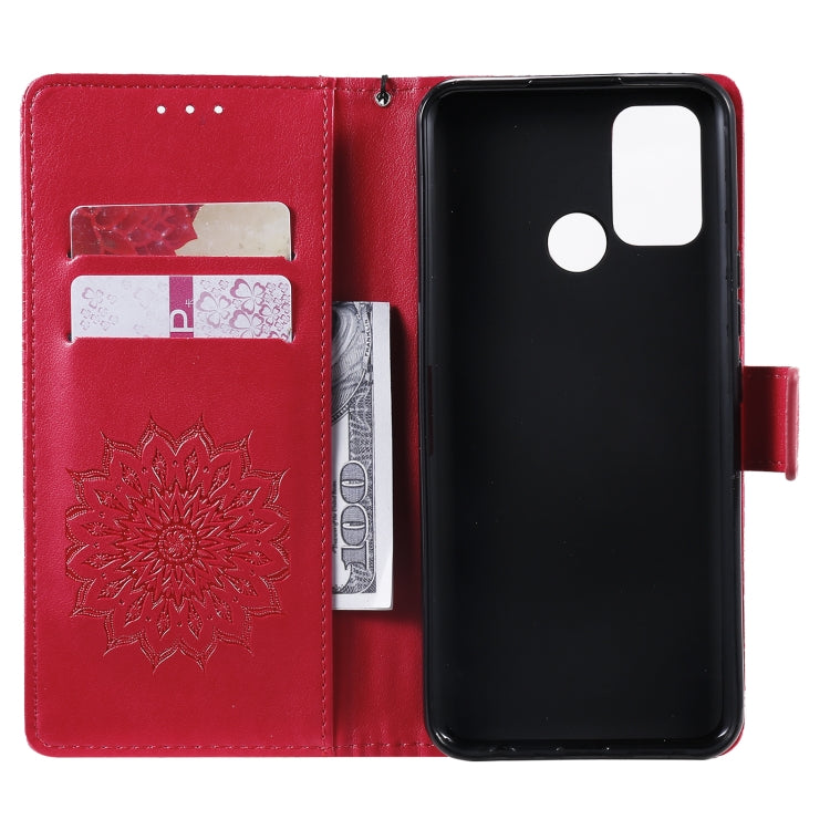 For OPPO Realme 7i / C17 Sun Embossing Pattern Horizontal Flip Leather Case with Card Slot & Holder & Wallet & Lanyard