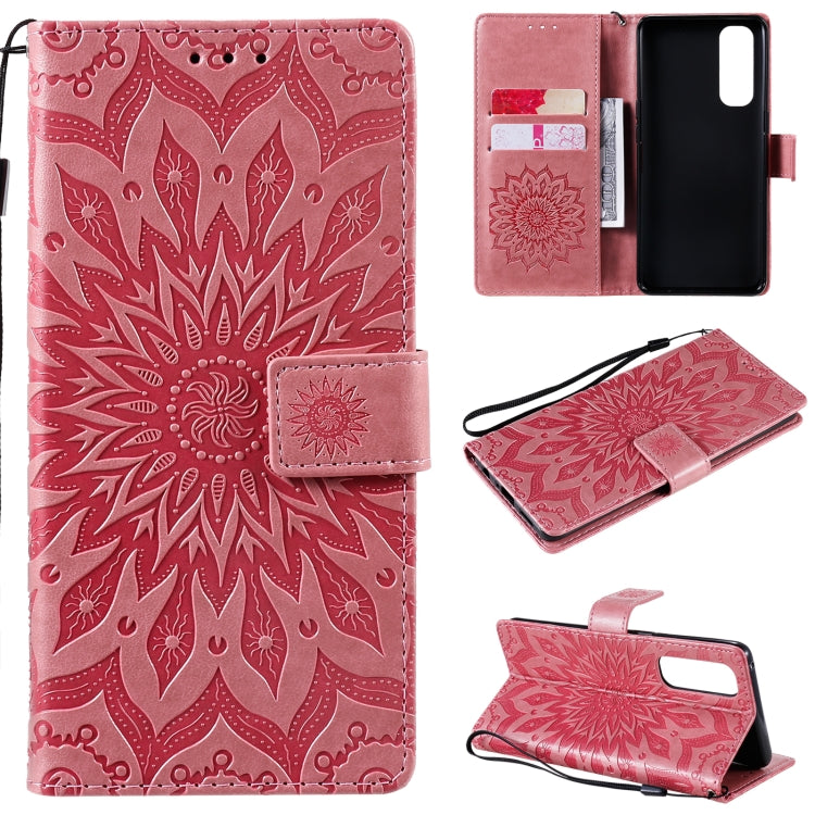 For OPPO Reno4 Pro 4G Sun Embossing Pattern Horizontal Flip Leather Case with Card Slot & Holder & Wallet & Lanyard