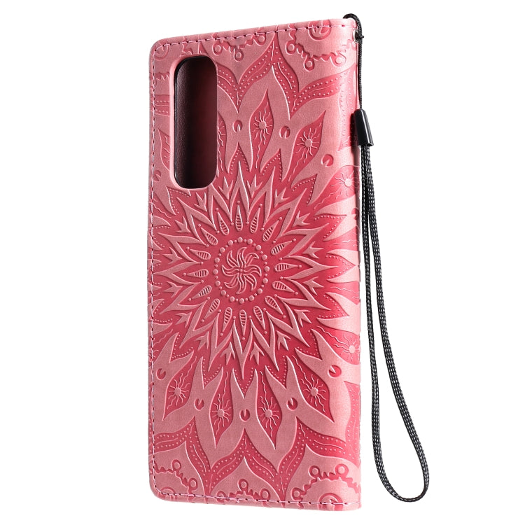 For OPPO Reno4 Pro 4G Sun Embossing Pattern Horizontal Flip Leather Case with Card Slot & Holder & Wallet & Lanyard