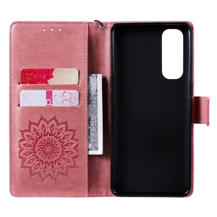 For OPPO Reno4 Pro 4G Sun Embossing Pattern Horizontal Flip Leather Case with Card Slot & Holder & Wallet & Lanyard