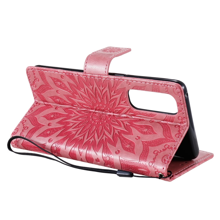 For OPPO Reno4 Pro 4G Sun Embossing Pattern Horizontal Flip Leather Case with Card Slot & Holder & Wallet & Lanyard