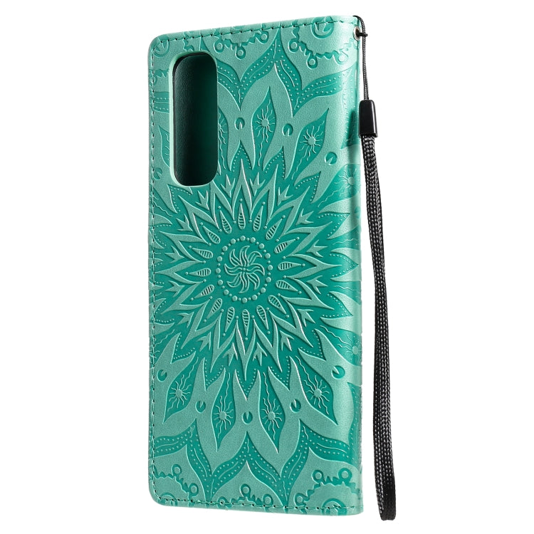 For OPPO Reno4 Pro 4G Sun Embossing Pattern Horizontal Flip Leather Case with Card Slot & Holder & Wallet & Lanyard