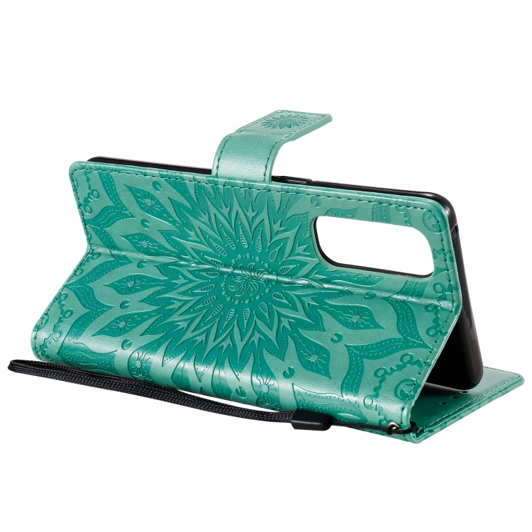 For OPPO Reno4 Pro 4G Sun Embossing Pattern Horizontal Flip Leather Case with Card Slot & Holder & Wallet & Lanyard