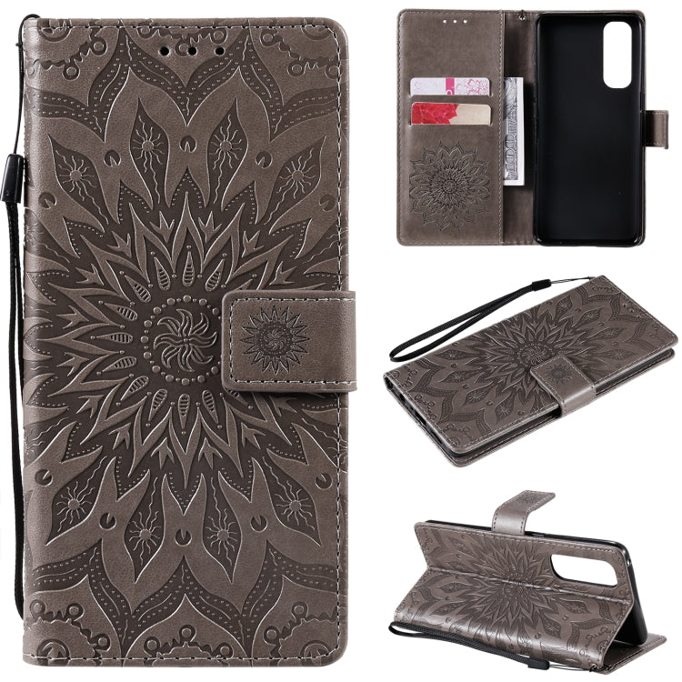For OPPO Reno4 Pro 4G Sun Embossing Pattern Horizontal Flip Leather Case with Card Slot & Holder & Wallet & Lanyard