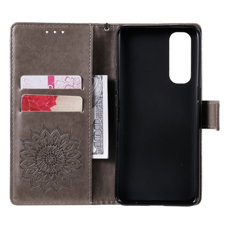 For OPPO Reno4 Pro 4G Sun Embossing Pattern Horizontal Flip Leather Case with Card Slot & Holder & Wallet & Lanyard