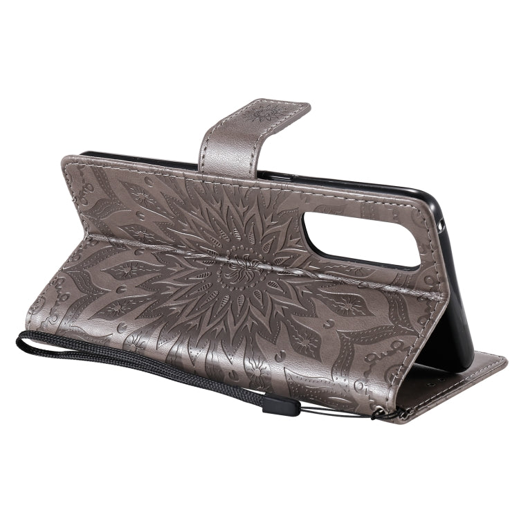 For OPPO Reno4 Pro 4G Sun Embossing Pattern Horizontal Flip Leather Case with Card Slot & Holder & Wallet & Lanyard