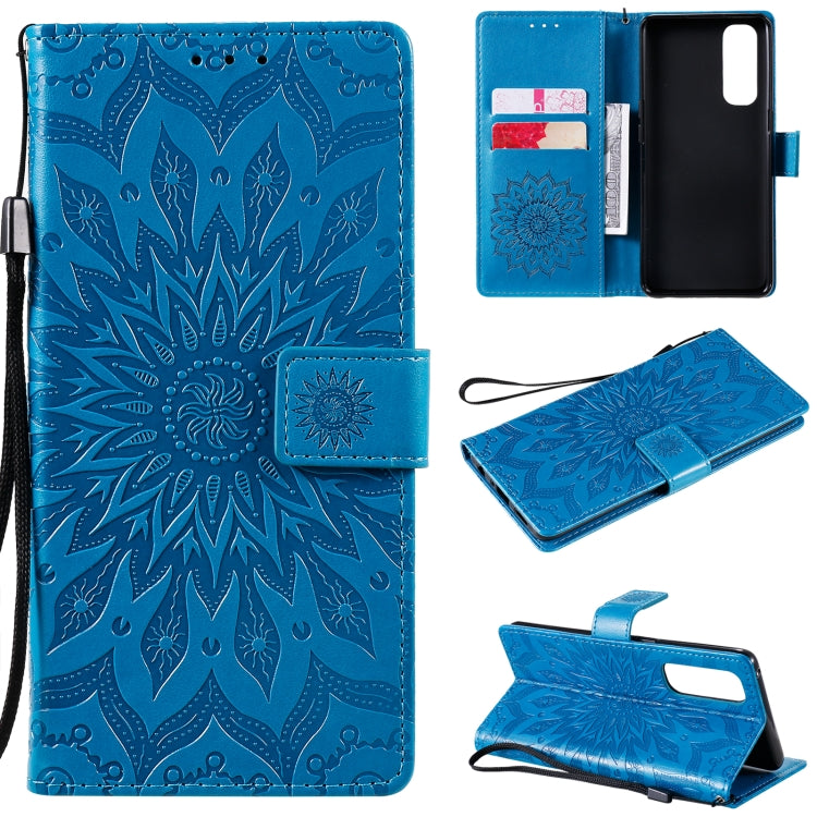 For OPPO Reno4 Pro 4G Sun Embossing Pattern Horizontal Flip Leather Case with Card Slot & Holder & Wallet & Lanyard