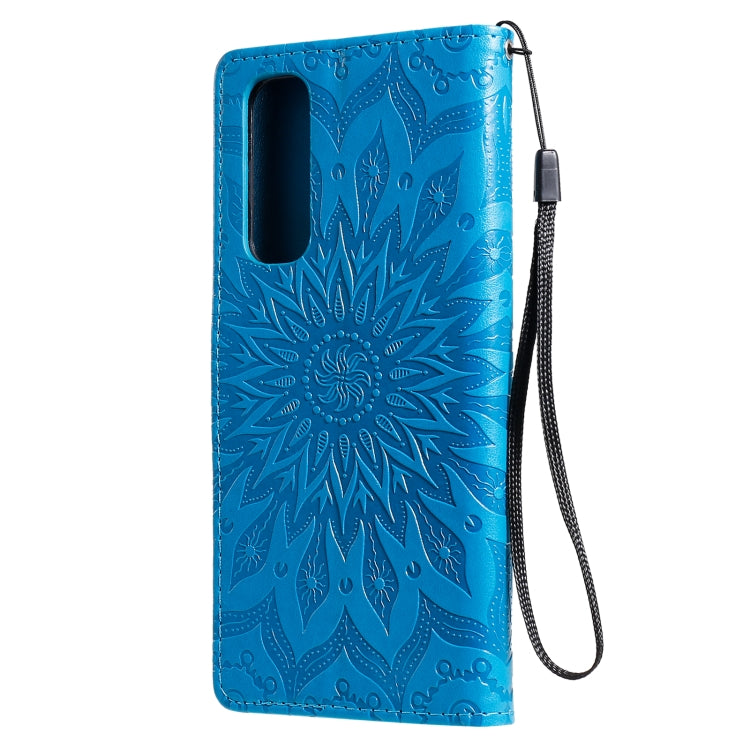 For OPPO Reno4 Pro 4G Sun Embossing Pattern Horizontal Flip Leather Case with Card Slot & Holder & Wallet & Lanyard