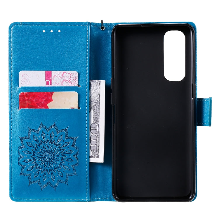 For OPPO Reno4 Pro 4G Sun Embossing Pattern Horizontal Flip Leather Case with Card Slot & Holder & Wallet & Lanyard
