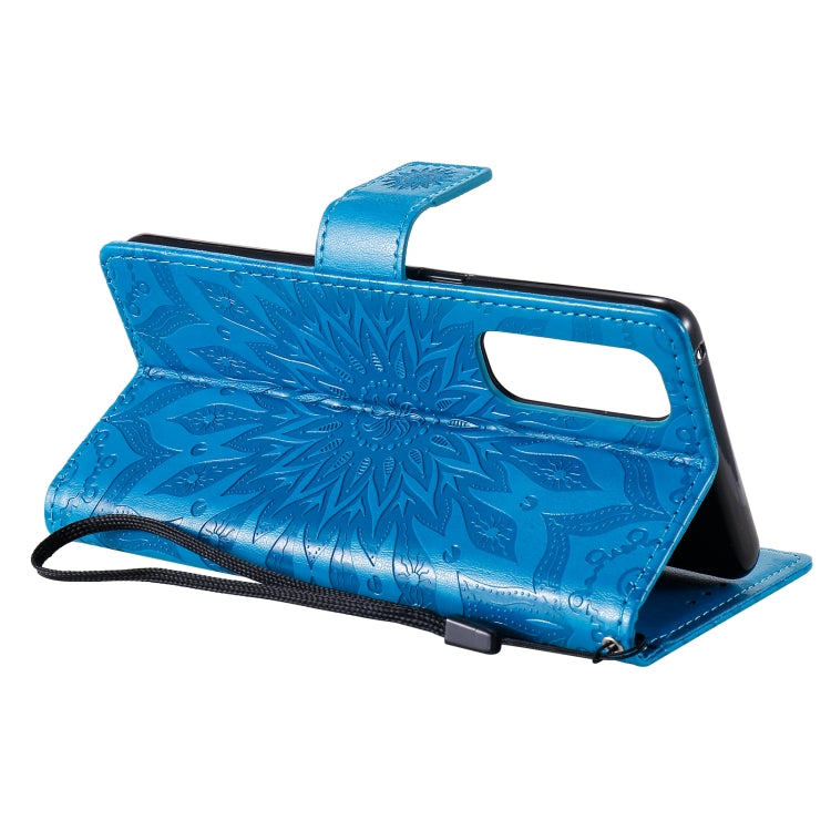 For OPPO Reno4 Pro 4G Sun Embossing Pattern Horizontal Flip Leather Case with Card Slot & Holder & Wallet & Lanyard