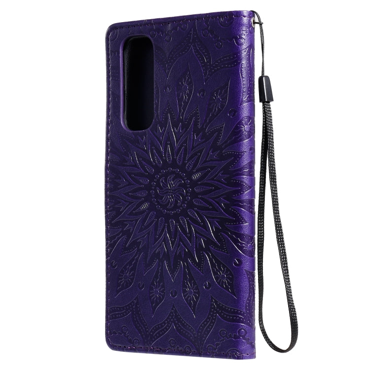For OPPO Reno4 Pro 4G Sun Embossing Pattern Horizontal Flip Leather Case with Card Slot & Holder & Wallet & Lanyard