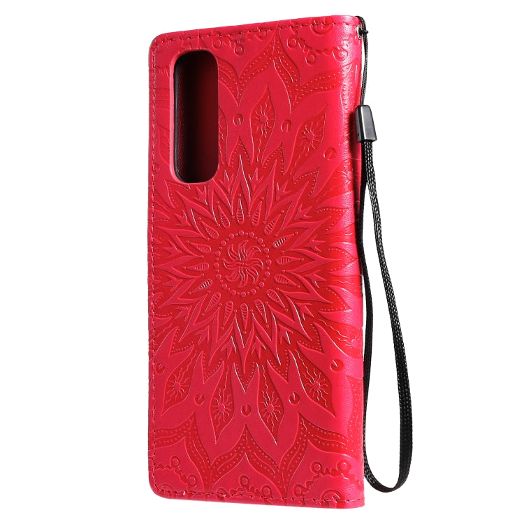 For OPPO Reno4 Pro 4G Sun Embossing Pattern Horizontal Flip Leather Case with Card Slot & Holder & Wallet & Lanyard