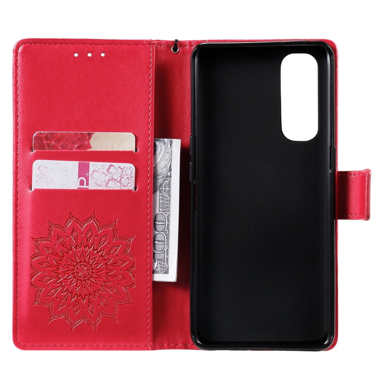 For OPPO Reno4 Pro 4G Sun Embossing Pattern Horizontal Flip Leather Case with Card Slot & Holder & Wallet & Lanyard