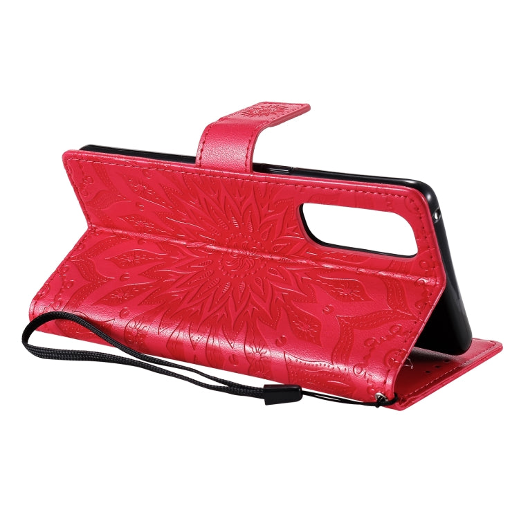 For OPPO Reno4 Pro 4G Sun Embossing Pattern Horizontal Flip Leather Case with Card Slot & Holder & Wallet & Lanyard