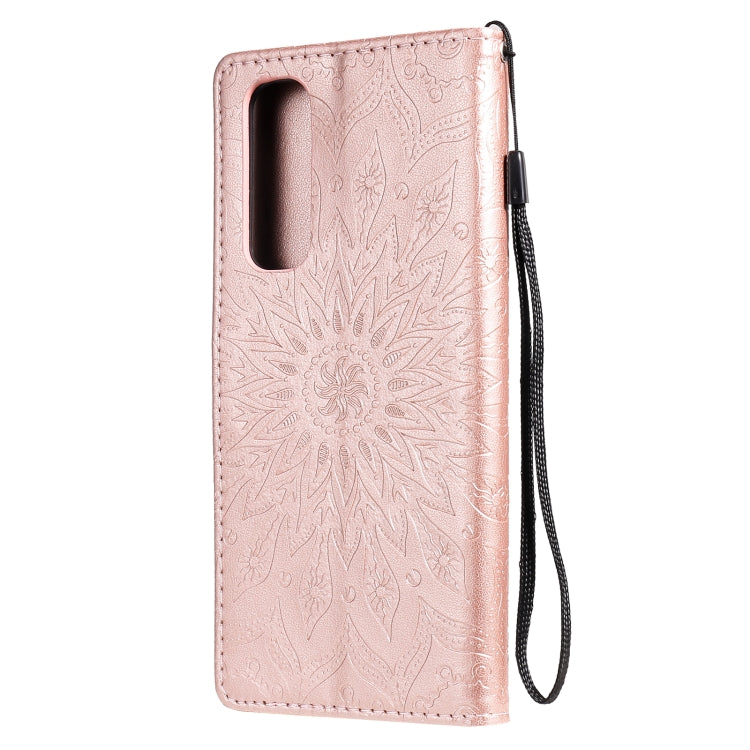 For OPPO Reno4 Pro 4G Sun Embossing Pattern Horizontal Flip Leather Case with Card Slot & Holder & Wallet & Lanyard