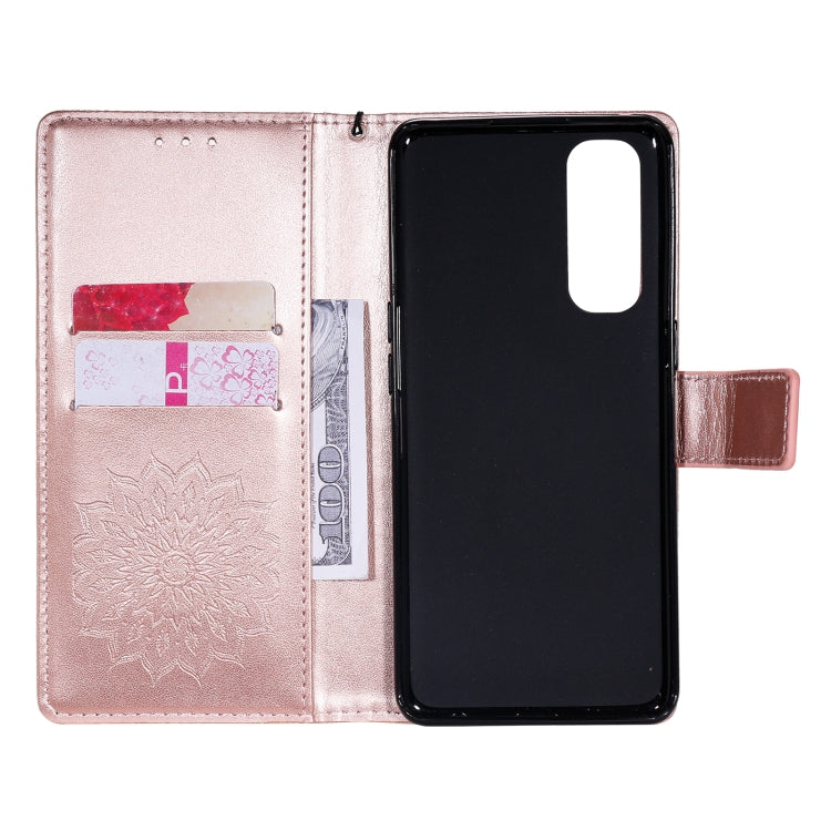 For OPPO Reno4 Pro 4G Sun Embossing Pattern Horizontal Flip Leather Case with Card Slot & Holder & Wallet & Lanyard