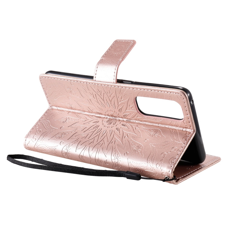 For OPPO Reno4 Pro 4G Sun Embossing Pattern Horizontal Flip Leather Case with Card Slot & Holder & Wallet & Lanyard