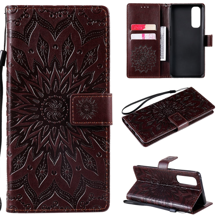 For OPPO Reno4 Pro 4G Sun Embossing Pattern Horizontal Flip Leather Case with Card Slot & Holder & Wallet & Lanyard