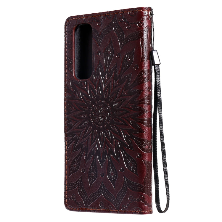 For OPPO Reno4 Pro 4G Sun Embossing Pattern Horizontal Flip Leather Case with Card Slot & Holder & Wallet & Lanyard