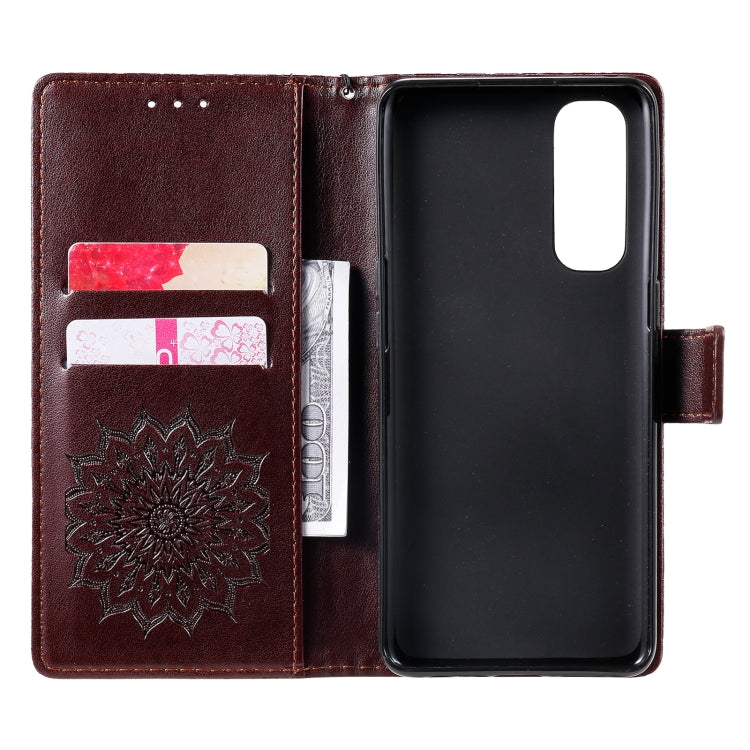 For OPPO Reno4 Pro 4G Sun Embossing Pattern Horizontal Flip Leather Case with Card Slot & Holder & Wallet & Lanyard