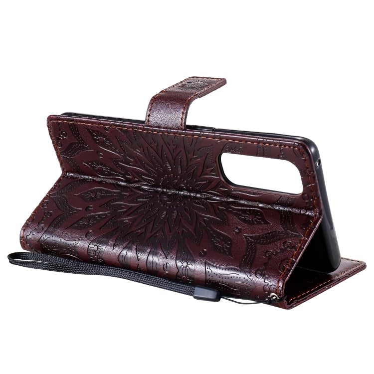 For OPPO Reno4 Pro 4G Sun Embossing Pattern Horizontal Flip Leather Case with Card Slot & Holder & Wallet & Lanyard