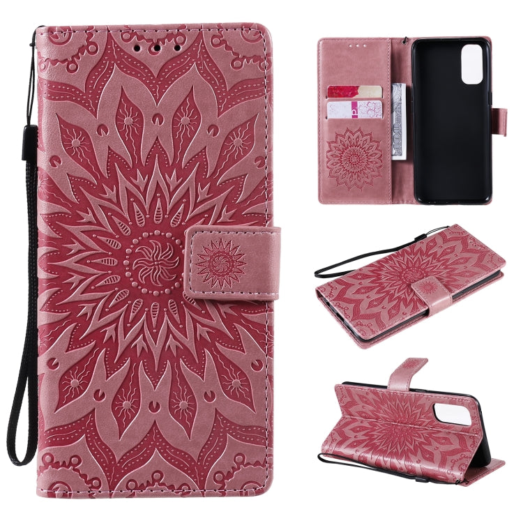 For OPPO Reno4 Sun Embossing Pattern Horizontal Flip Leather Case with Card Slot & Holder & Wallet & Lanyard