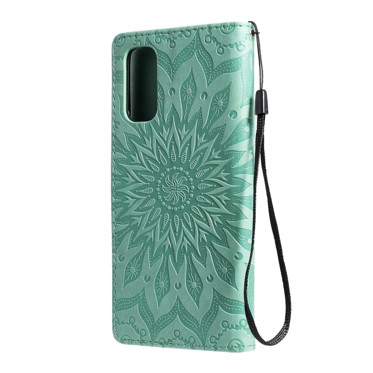 For OPPO Reno4 Sun Embossing Pattern Horizontal Flip Leather Case with Card Slot & Holder & Wallet & Lanyard