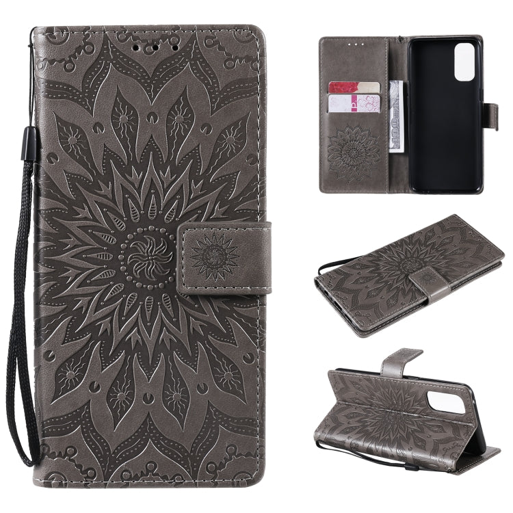 For OPPO Reno4 Sun Embossing Pattern Horizontal Flip Leather Case with Card Slot & Holder & Wallet & Lanyard