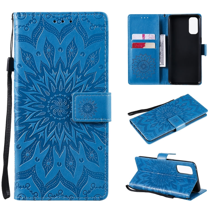 For OPPO Reno4 Sun Embossing Pattern Horizontal Flip Leather Case with Card Slot & Holder & Wallet & Lanyard