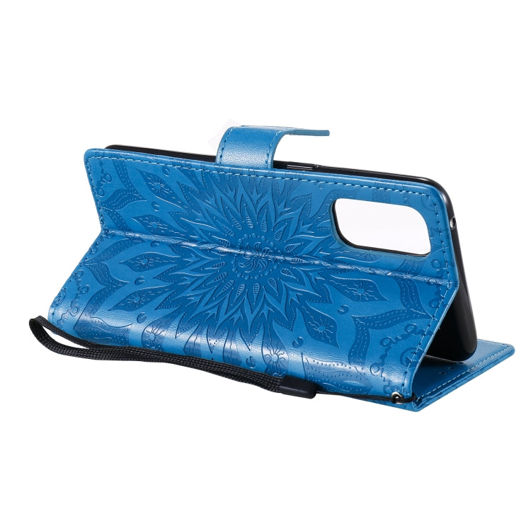 For OPPO Reno4 Sun Embossing Pattern Horizontal Flip Leather Case with Card Slot & Holder & Wallet & Lanyard