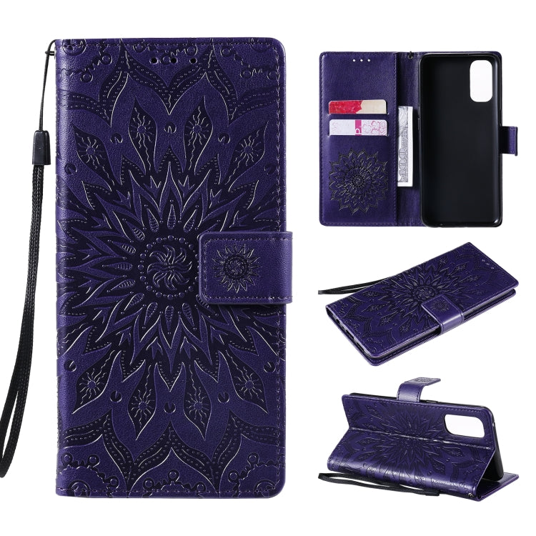 For OPPO Reno4 Sun Embossing Pattern Horizontal Flip Leather Case with Card Slot & Holder & Wallet & Lanyard