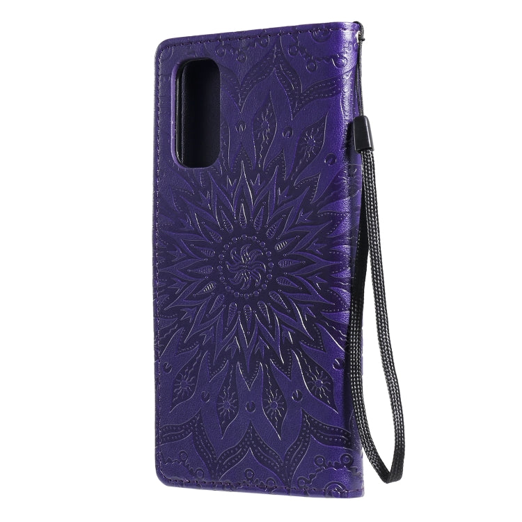 For OPPO Reno4 Sun Embossing Pattern Horizontal Flip Leather Case with Card Slot & Holder & Wallet & Lanyard