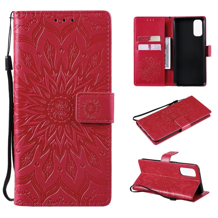 For OPPO Reno4 Sun Embossing Pattern Horizontal Flip Leather Case with Card Slot & Holder & Wallet & Lanyard