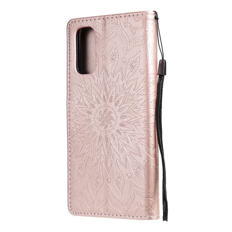 For OPPO Reno4 Sun Embossing Pattern Horizontal Flip Leather Case with Card Slot & Holder & Wallet & Lanyard
