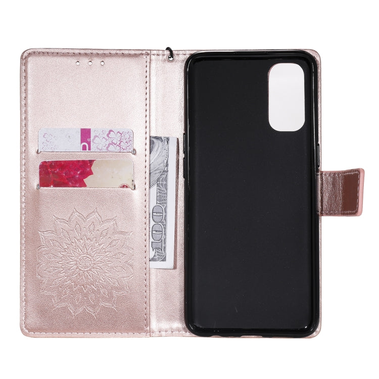 For OPPO Reno4 Sun Embossing Pattern Horizontal Flip Leather Case with Card Slot & Holder & Wallet & Lanyard