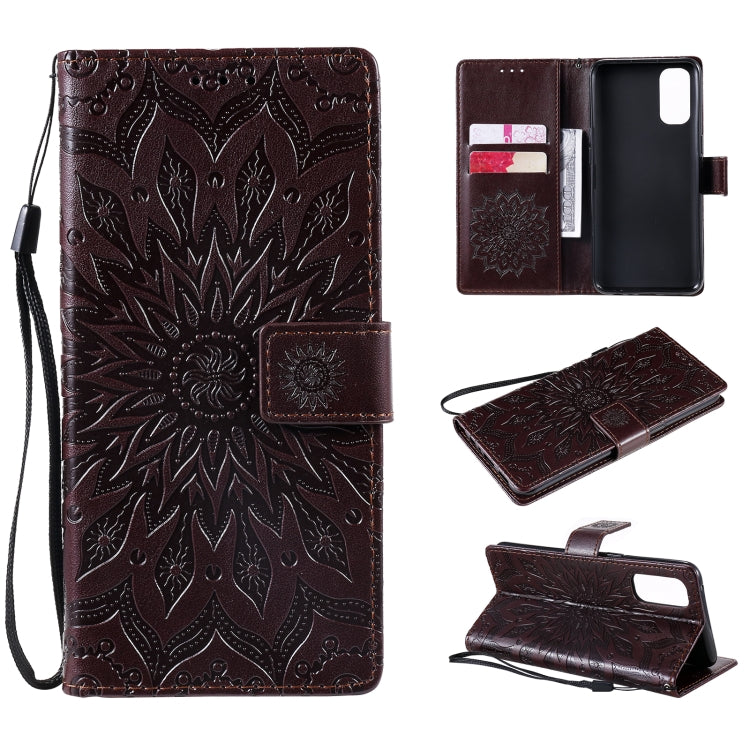 For OPPO Reno4 Sun Embossing Pattern Horizontal Flip Leather Case with Card Slot & Holder & Wallet & Lanyard