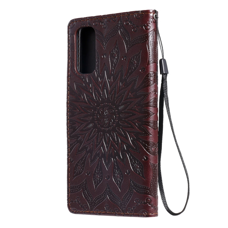 For OPPO Reno4 Sun Embossing Pattern Horizontal Flip Leather Case with Card Slot & Holder & Wallet & Lanyard