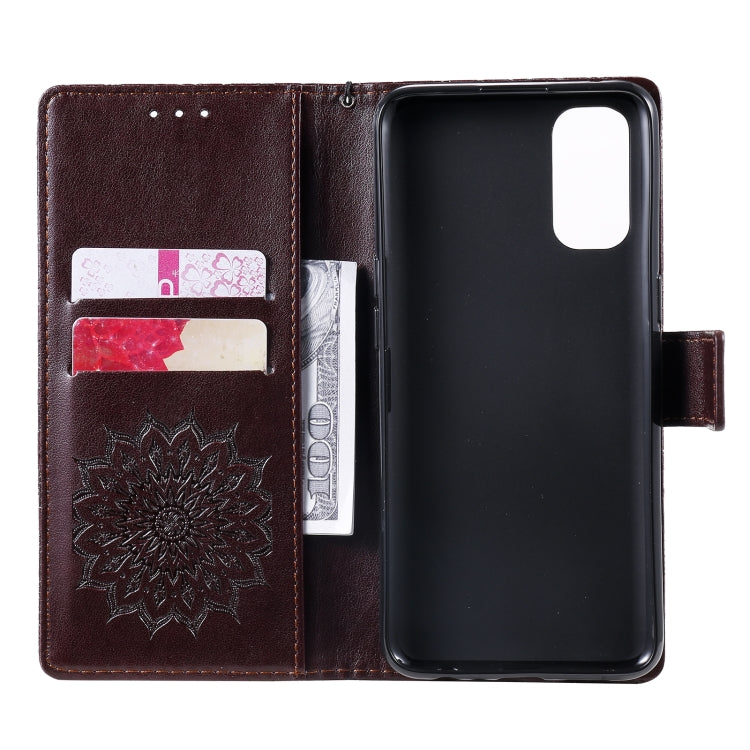 For OPPO Reno4 Sun Embossing Pattern Horizontal Flip Leather Case with Card Slot & Holder & Wallet & Lanyard