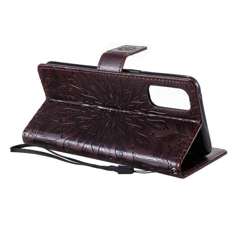 For OPPO Reno4 Sun Embossing Pattern Horizontal Flip Leather Case with Card Slot & Holder & Wallet & Lanyard