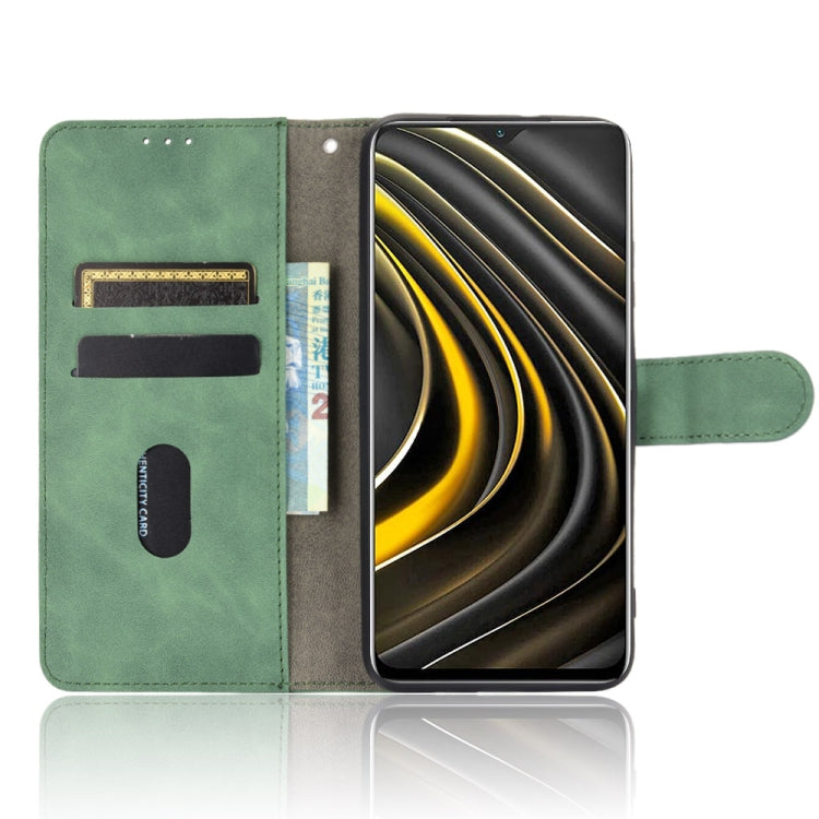 For Xiaomi Poco M3 Solid Color Skin Feel Magnetic Buckle Horizontal Flip Calf Texture PU Leather Case with Holder & Card Slots & Wallet
